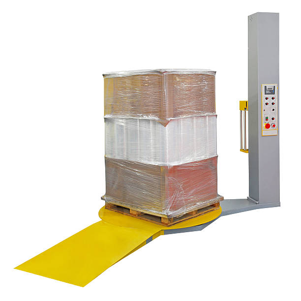 Stretch wrapping Stretch wrapping for pallet protection during transport isolated vacuum packed stock pictures, royalty-free photos & images