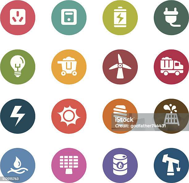 Energy Color Icons Stock Illustration - Download Image Now - Atom, Battery, Biomass - Renewable Energy Source