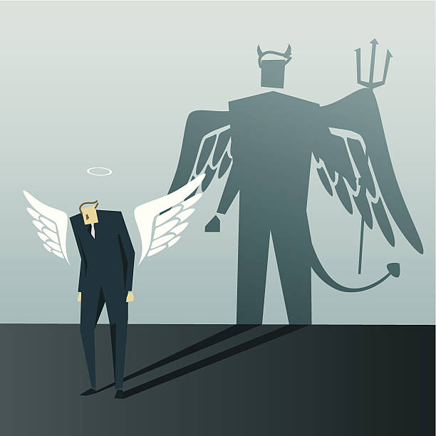 illustrazioni stock, clip art, cartoni animati e icone di tendenza di dilemma morale - trident devil horned demon