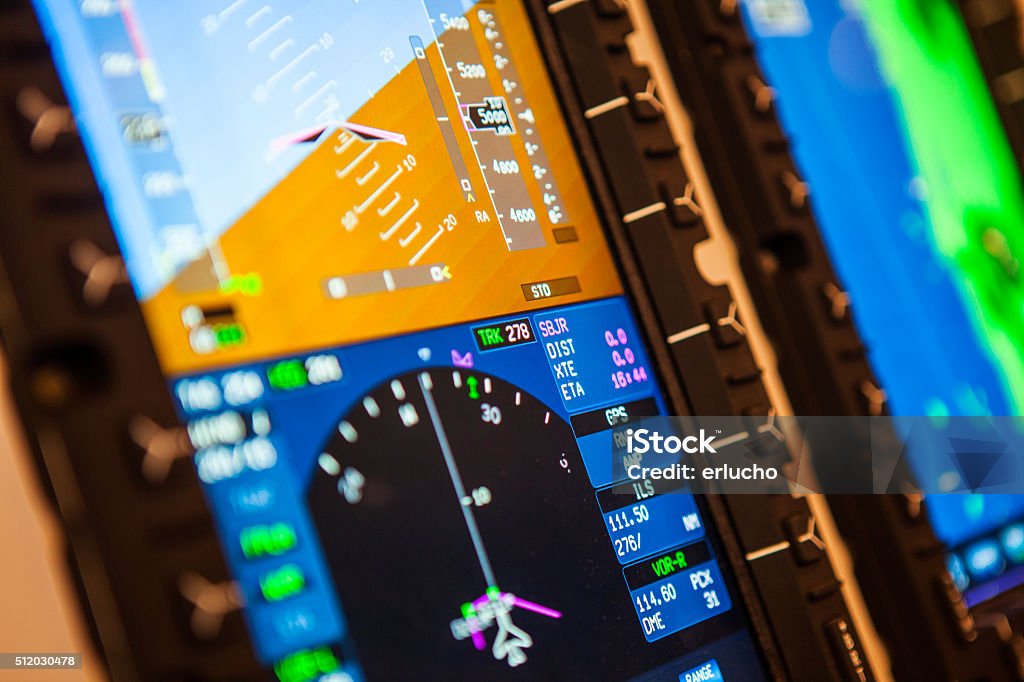 Airplane Instruments Detail Cockpit Stock Photo