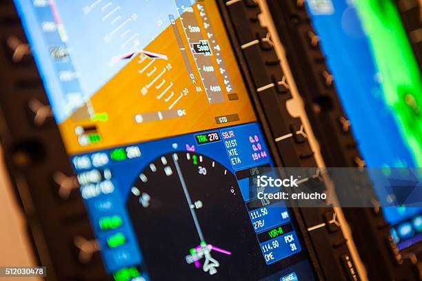 Airplane Instruments Detail Stock Photo - Download Image Now - Cockpit, Airplane, Commercial Airplane