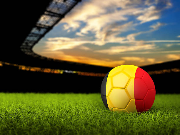 Soccer Background with Ball and Belgium Flag stock photo