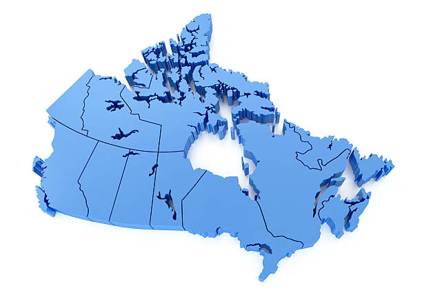 canada 3d mappa - extruded foto e immagini stock