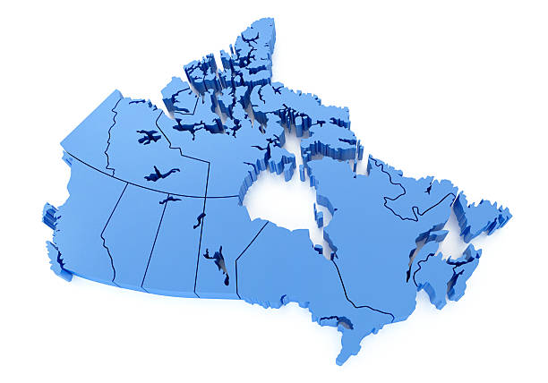 Canada 3D Map High detailed 3D Canada Map on white background newfoundland and labrador photos stock pictures, royalty-free photos & images