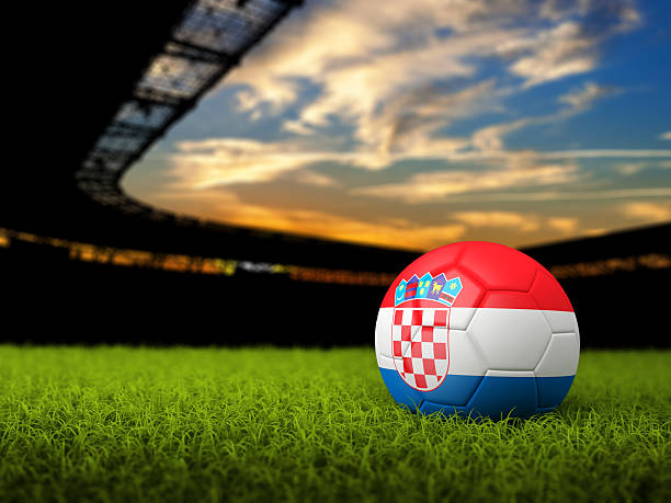 istock Soccer Background with Ball and Croatia Flag 512032378