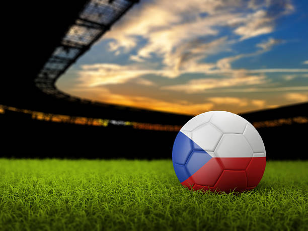 istock Soccer Background with Ball and Czech Republic Flag 512032402