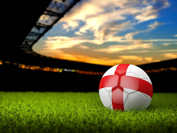 istock Soccer Background with Ball and England Flag 512032422
