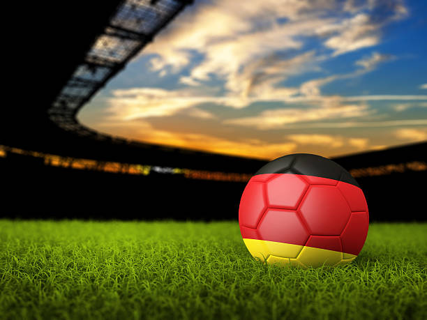 istock Soccer Background with Ball and Germany Flag 512032456