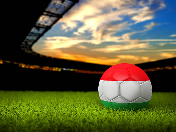istock Soccer Background with Ball and Hungary Flag 512032478