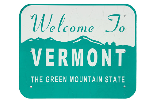 Isolated Welcome Sign of the state of Vermont