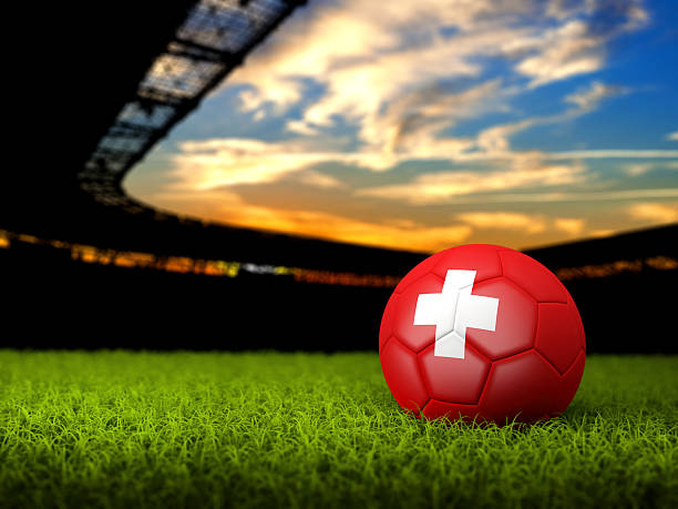 Soccer Background with Ball and Switzerland Flag