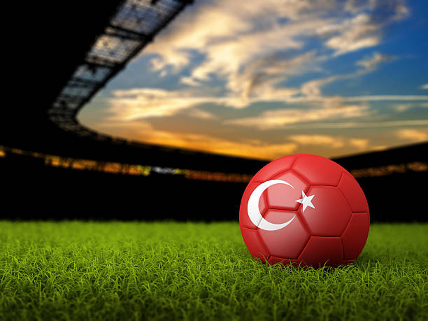 Soccer Background with Ball and Turkey Flag stock photo