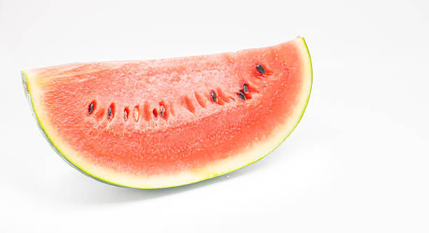 istock Slices of watermelon on white background 512033726