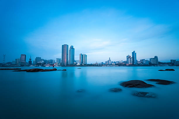 xiamen skyline at dusk