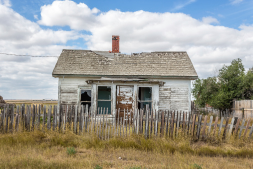 Abandoned Home with Overcast Sky in Cabot Trail, Nova Scotia, Canada.