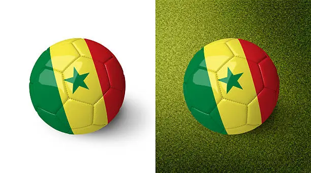 Photo of 3d realistic soccer ball with the flag of Senegal.