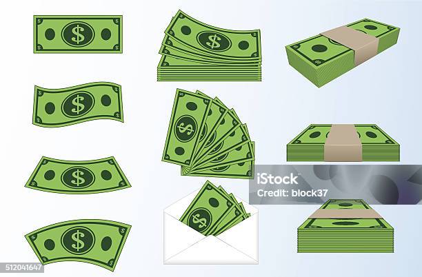 Money Stock Illustration - Download Image Now - US Paper Currency, Paper Currency, Stack