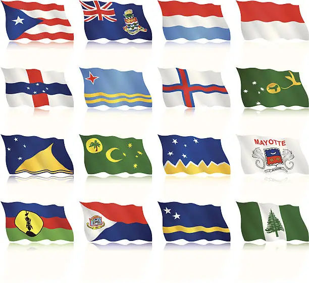 Vector illustration of Small countries and territories - waving form - Illustration