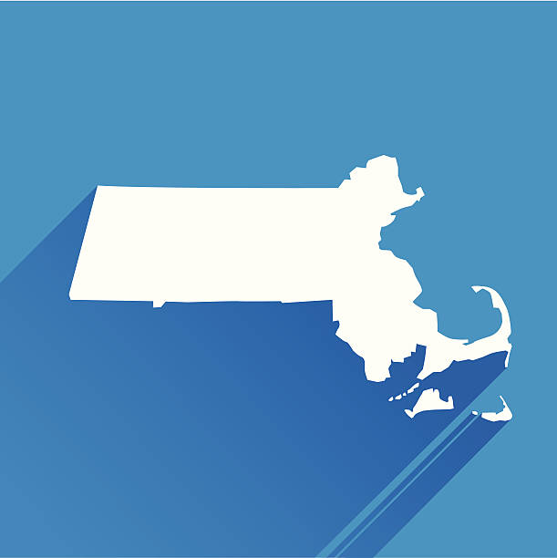 Massachusetts icon Vector illustration of a blue Massachusetts state icon with shadow. massachusetts stock illustrations