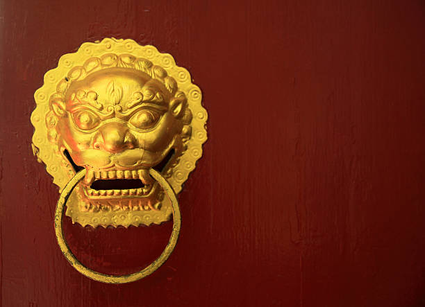 Chinese door with a lion/dragon head
