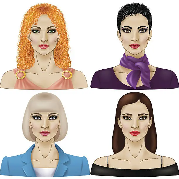 Vector illustration of Women in different styles
