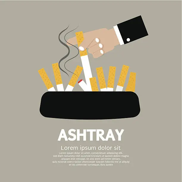 Vector illustration of Ashtray With Cigarette Lighted Vector Illustration