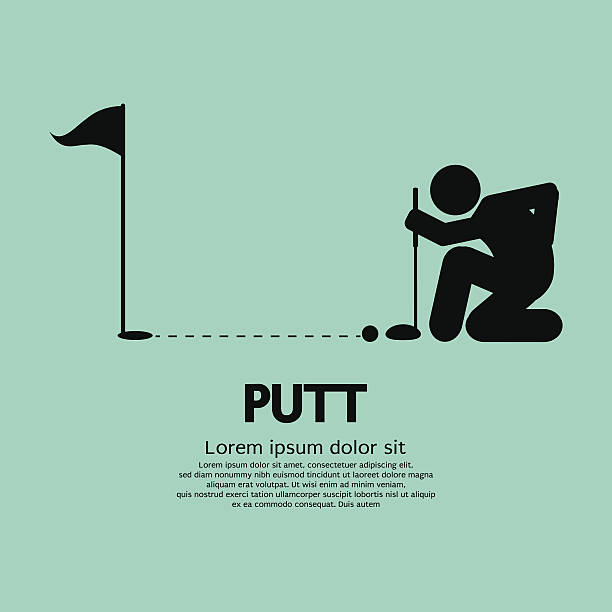 golfspieler ausgerichtet-putt-symbol vektor-illustration - einlochen stock-grafiken, -clipart, -cartoons und -symbole