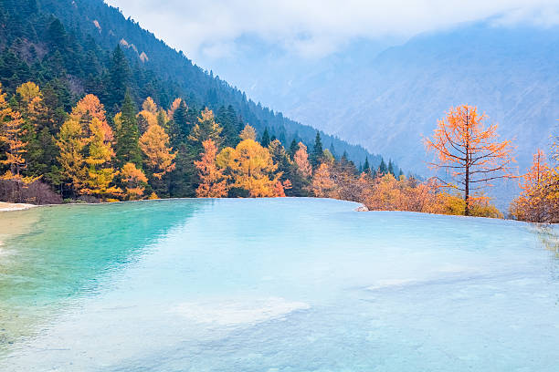 beautiful huanglong scenic and historic interest area in autumn ,China