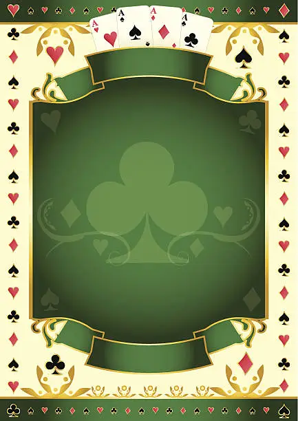 Vector illustration of Pokergame green club background