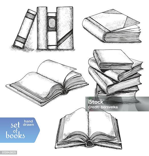 Books Set Stock Illustration - Download Image Now - Book, Drawing - Activity, Sketch