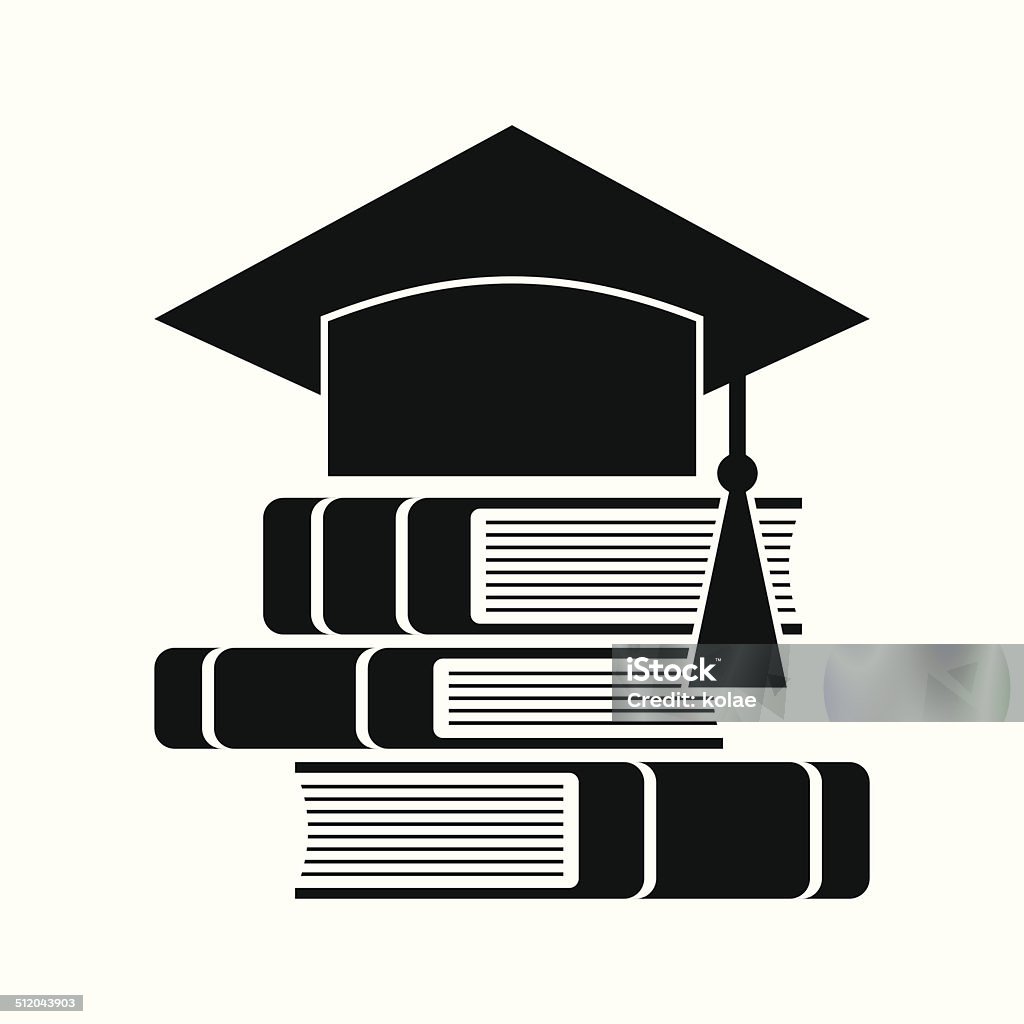 Celebrating graduating hat and books, Education symbol Celebrating graduating hat and books, Education symbol isolated on white background Book stock vector