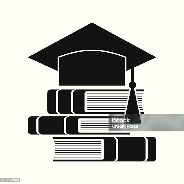 Celebrating Graduating Hat And Books Education Symbol Stock Illustration - Download Image Now