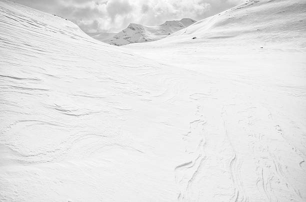 Snow covered valley and surrounding mountain peaks in Jotunheimen