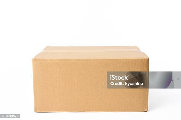 Isolated Shot Of Closed Rectangular Cardboard Box On White Background Stock Photo - Download Image Now