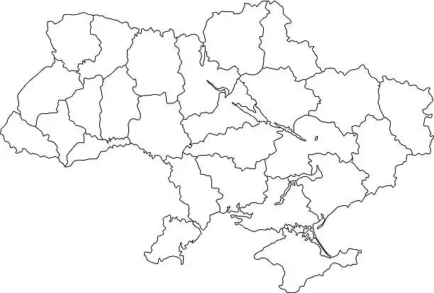 Vector illustration of Ukraine map outline white background