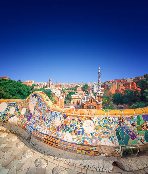 Park Guell in Barcelona, Spain The famous park Guell in Barcelona, Spain antoni gaudí stock pictures, royalty-free photos & images