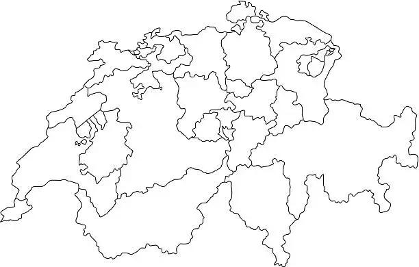 Vector illustration of Switzerland map outline white background