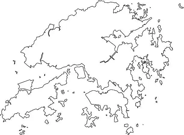 Vector illustration of Hong Kong map outline white background