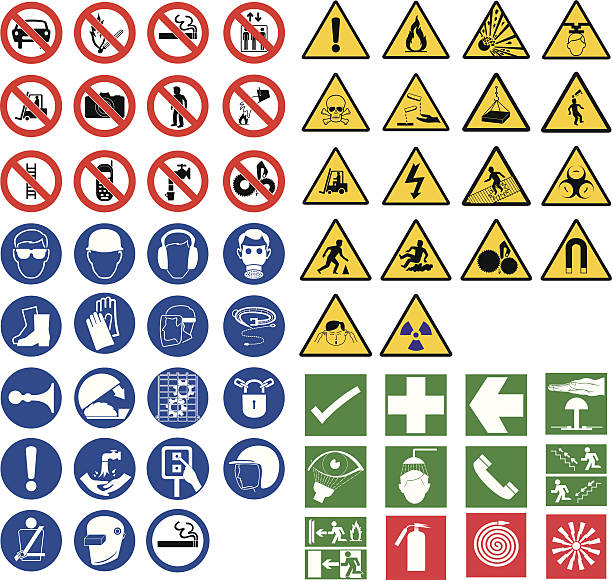 все безопасности signsall безопасности признаков - fire warning stock illustrations