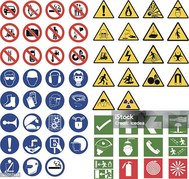 All Safety Signsall Safety Signs-vektorgrafik och fler bilder på Säkerhet - Säkerhet, Skylt, Eld