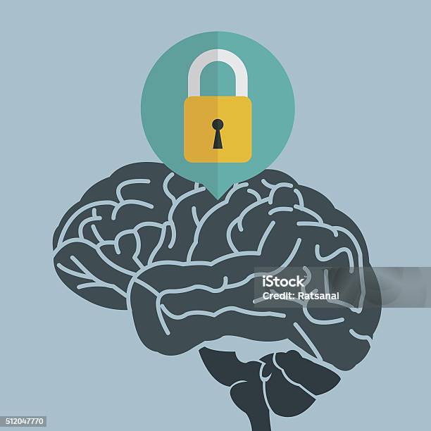 Brain Lock Mem Human Brain Lock Concept Stock Illustration - Download Image Now ...
