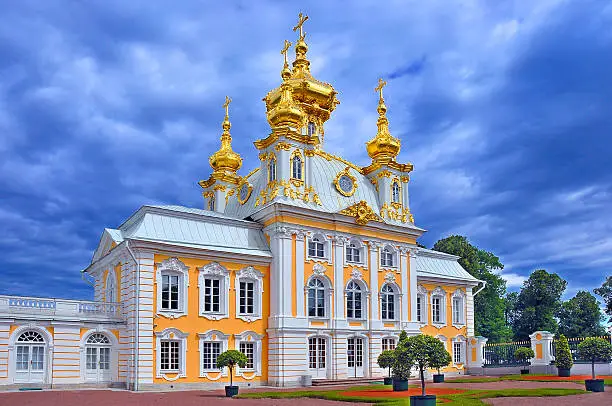 Russia. Petersburg. Peterhof. The Church of the great Palace in Peterhof