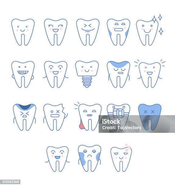 Big Dental Teeth Collection Stock Illustration - Download Image Now - Cheerful, Cut Out, Dental Filling