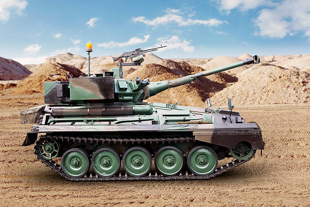 istock Heavy military tank on the desert 512056976