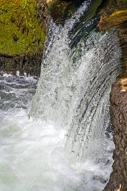 Photo of Small waterfall from river close-up in natural basin
