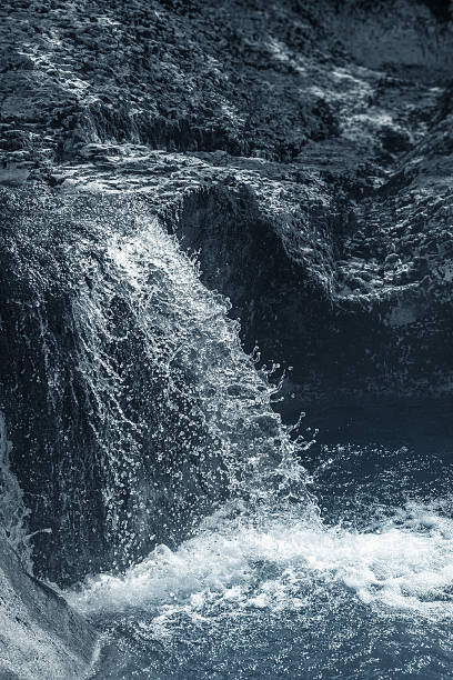 istock Small waterfall from river close-up in natural basin 512058042
