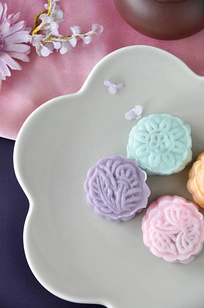 istock Above of Colorful Mooncake on Plate 512058420
