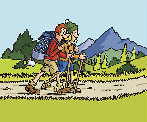 wandern - forest woods hiking dirt road stock-grafiken, -clipart, -cartoons und -symbole