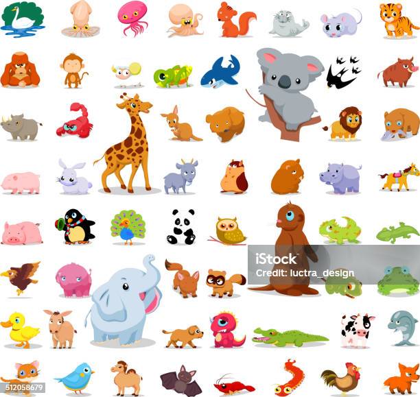 Animals And Birds So Cute Set Stock Illustration - Download Image Now - Animal, Bear, Bird