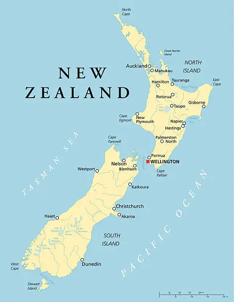 Vector illustration of New Zealand Political Map